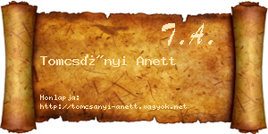 Tomcsányi Anett névjegykártya